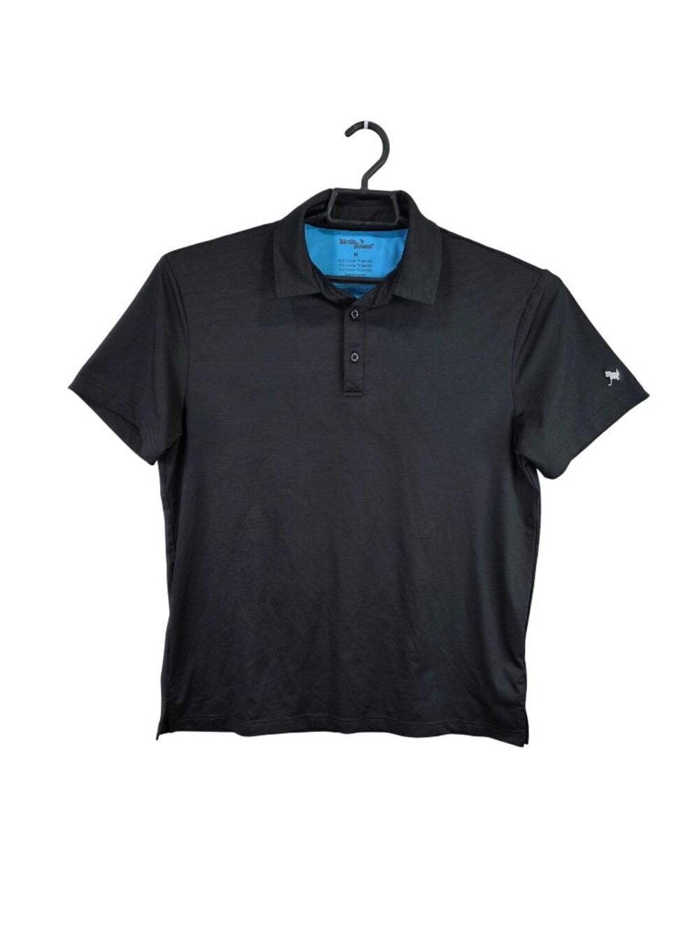 Mens Birdie Bound Black Golf Polo Shirt Short Sleeve Polyester Blend Stretch M